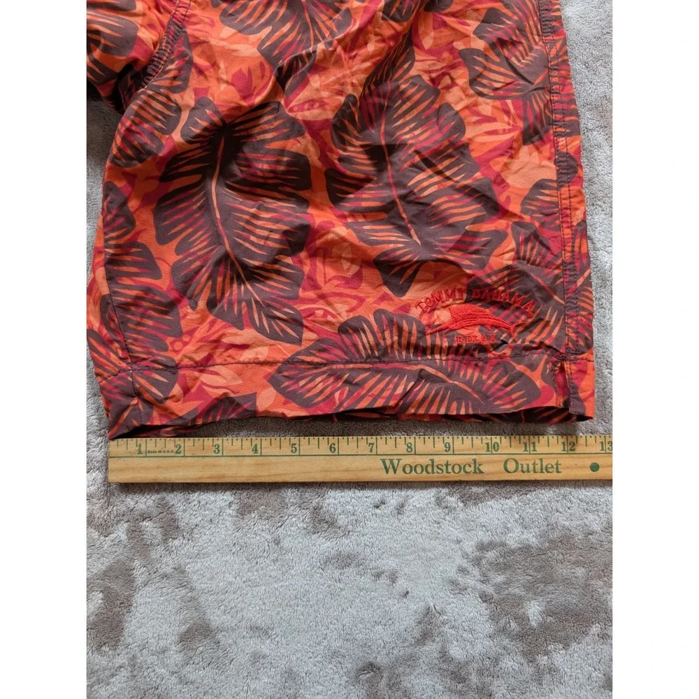 Tommy Bahama Relax Mens XL Swim Trunks Orange Tropical Palm Leaf Board Shorts